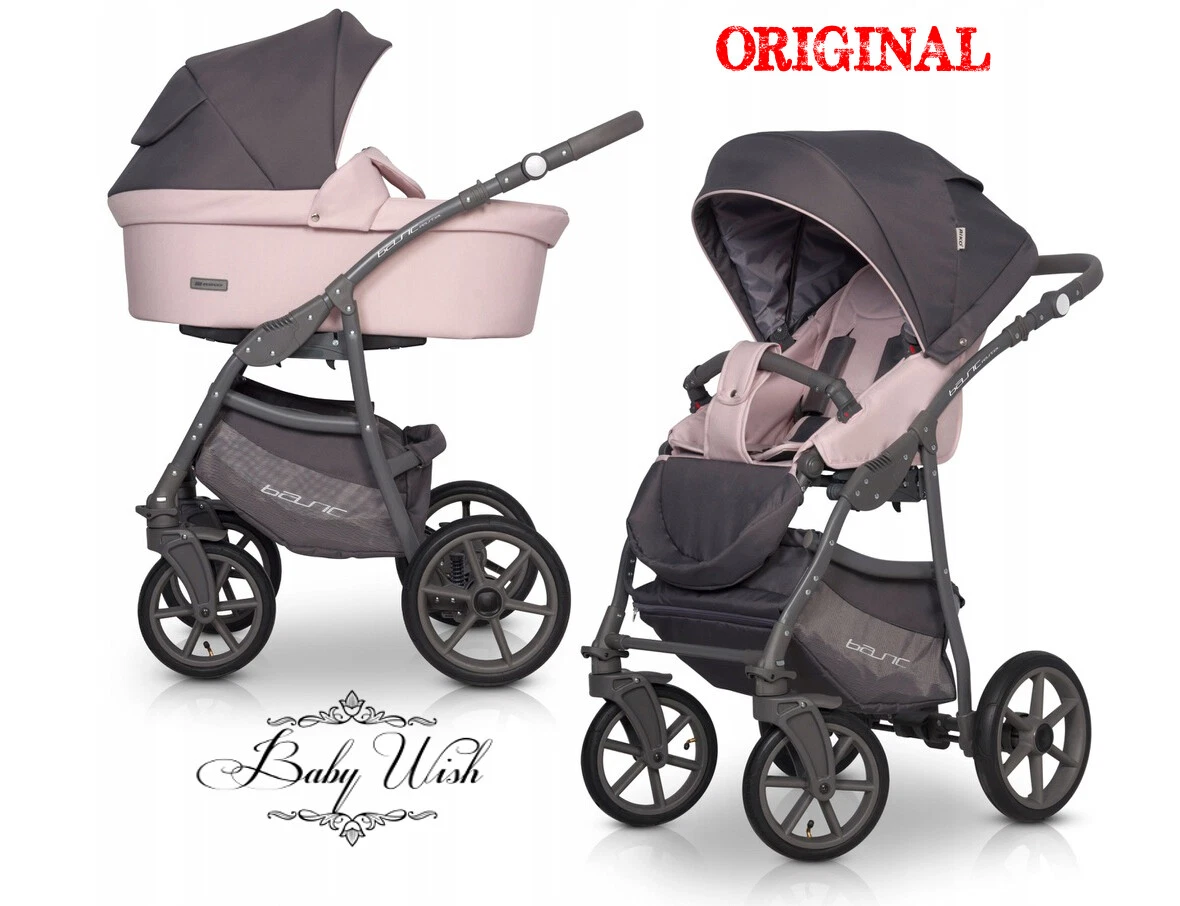 RIKO BASIC PASTEL BABY STROLLER PRAM 2in1 CARRYCOT + PUSHCHAIR, FREE EXTRAS!