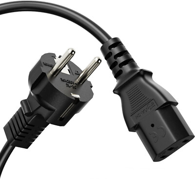 5m Euro-Netzkabel Schutzkontakt Stecker gerade auf IEC Buchse C13 gerade schwarz