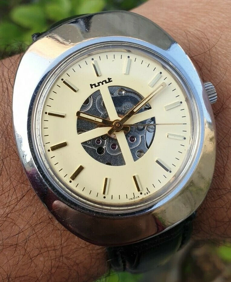 Vintage HMT Skeleton Dial Hand Winding 17 Jewels Para Shock Men s