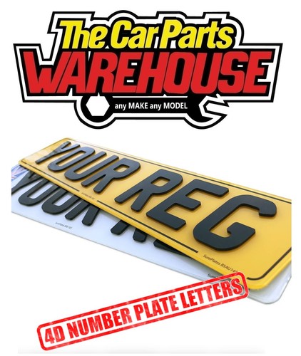 4D 3D Number Plate Digits Letters Numbers 2mm Gloss Black Self Adhesive ...