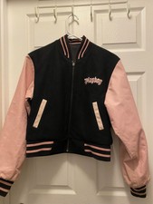 Vintage Playboy Bunny Reversible Varsity Leather Jacket Pink Black Women's Xl
