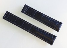 22/18mm for BREITLING Royal Blue Color Grey Stitching Alligator-Style Band Strap
