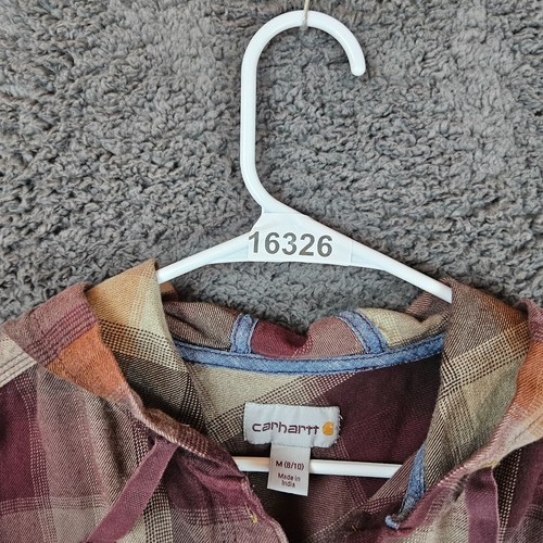 CARHARTT Boy’s Button-Up Hoodie Flannel Plaid Shirt Youth Medium (8/10) - Picture 8 of 8