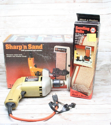 NOS Black & Decker Sharp n Sand WITH VSR DRILL! Belt Sander & Sharpener B1