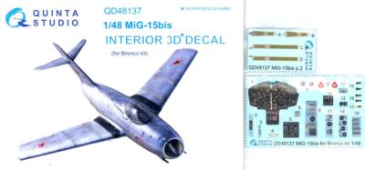 Quinta Studios 1/48 MIKOYAN MiG-15bis DECAL COLORED INTERIOR SET Bronco