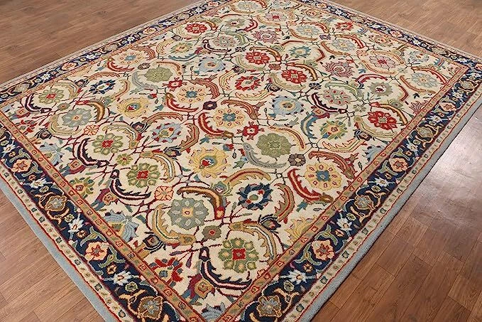 Handmade Wool Oriental Rug 8x10 – Transitional Beige Area Carpet for Living Room - Image 4 of 4