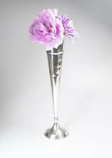 Antique Weidlich Bros Silver Plate Footed Trumpet Vase 17" H Shabbily Chic AS IS
