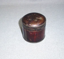 Antique Tole Toleware Round Tin Spice Box Container Cloves