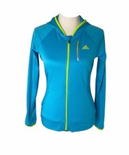 Adidas Womens Small Hoodie Blue and Green Full Zip Long Sleeve Athletic