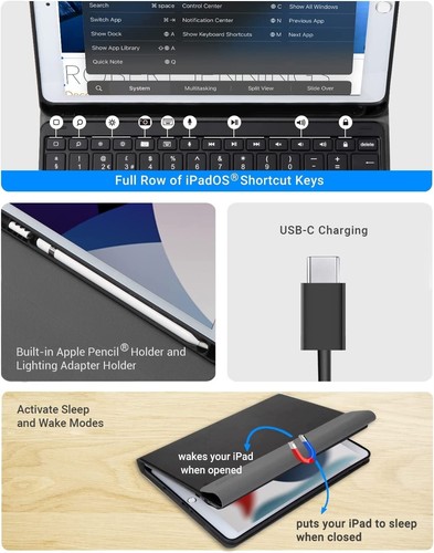 VOPOTEK iPad 10.2-inch Keyboard Case, with Backlit Keys for iPad 9th Gen 2021 et - Picture 4 of 7