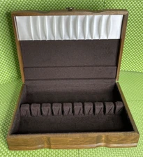Vintage Wooden Silverware Flatware Storage Chest Box Anti Tarnish