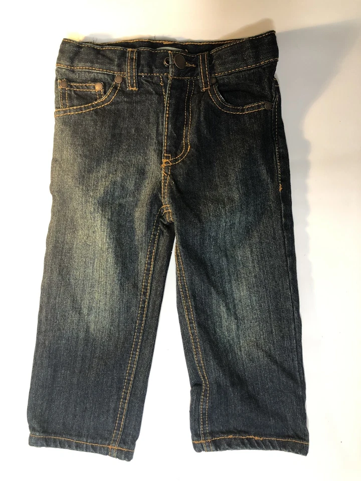 Pantalones de mezclilla ajustables azules 2T Toughskins para niños pequeños calce relajado Foto 2 de 4