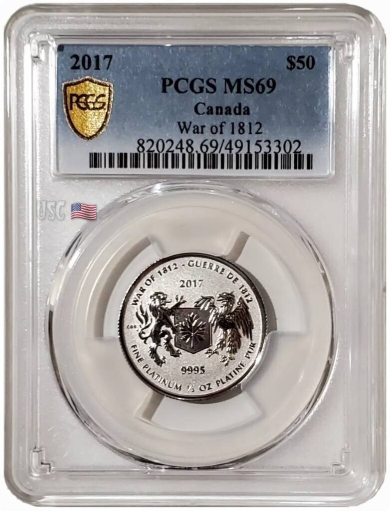 2017 1/2 Oz PLATINUM $50 200TH ANNIV. WAR OF 1812 PCGS MS69