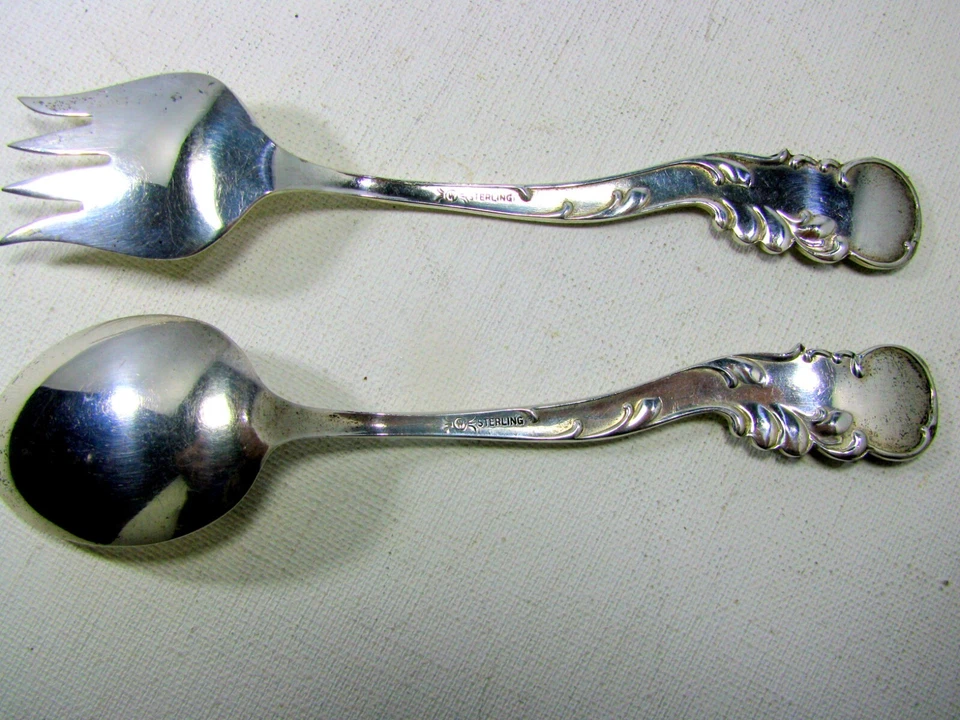 Frank Whiting Sterling Silver Ramekin Fork w Matching Spoon Marquis Pattern 1889 - Image 3 of 4