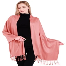 CJ Apparel Coral Pink Solid Color Shawl Seconds Scarf Stole Wrap Pashmina *NEW*