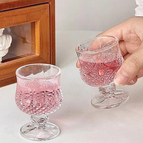 45ML Engraved Embossed Small Goblet Glass Cup For Party Sweet Wines Glasses - Imagen 9 de 16