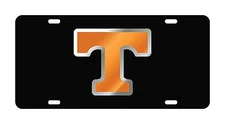 UT TENNESSEE Volunteers Black-Silver-Orange Mirrored License Plate / Car Tag