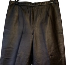 CLIO Black Leather Pants women's 10 Lined Side Hidden Zipper Flat front EXC