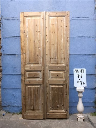 Antique French Double Doors (44x97.5) European Doors, Raised Panel Doors A618 - Picture 6 of 10