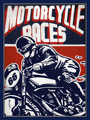 Motorcycle Races, Retro metal Aluminium Sign vintage / man cave ...