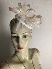 Gorgeous Ivory Cream Fascinator Headband Feathers Bow - BUY 5 Items  Free Post