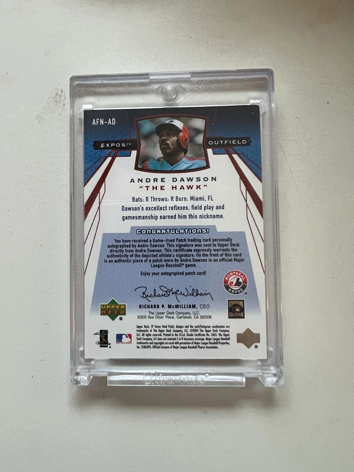 Parche autógrafo Upper Deck SP 2004 juego usado Andre Dawson n.º 43 de 50 Foto 2 de 2