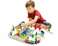 Wooden Rails Train Game Toy Boys Entertaining Toddlers City Bridge Town Streets Wooden Rails Train Game Toy Boys Entertaining Toddlers City Bridge Town Streets