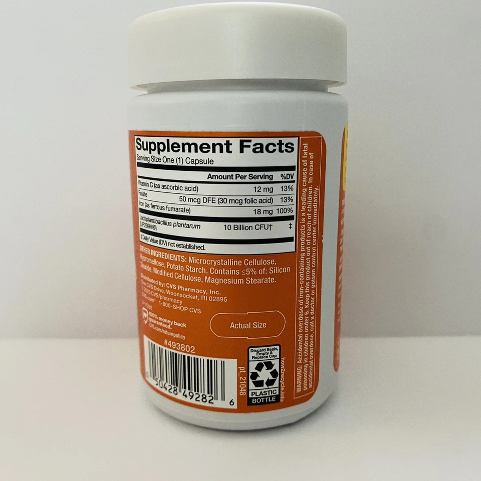Hierro y probióticos de alta absorción para mujer 10 mil millones de UFC 30 cápsulas caduca 5/2025 Foto 2 de 4
