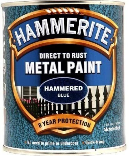 Hammerite Hammered Direct To Rust Metal Paint Quick Drying Blue 750ml