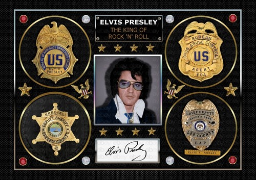 ELVIS PRESLEY - DEA - Police Badges - ORIGINAL A4 Signed PHOTO PRINT MEMORABILIA - Picture 6 of 8