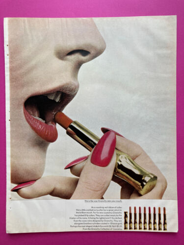 publicité givenchy beauté 1965 maquillage vintage 60s rouge à lèvre rétro lip - Photo 1/2