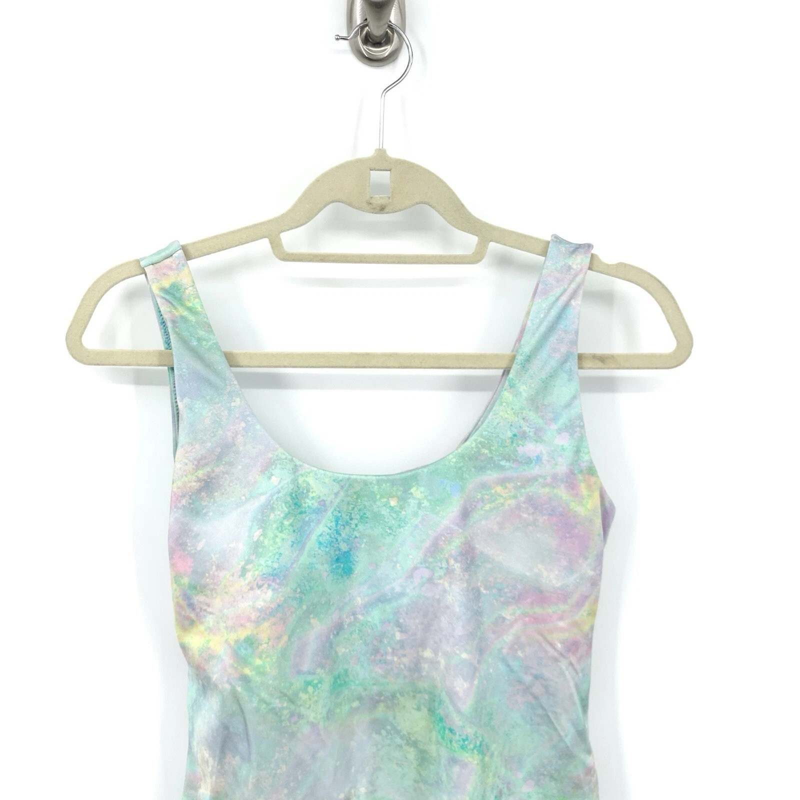 fabletics athletic swim purple print twist tank-top