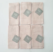 NWT Noble Excellence 6 Square Cloth Napkins Cotton Linen Blush Pink 20”x20” NEW
