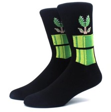 2018 Nintendo Super Mario H M Crew Socks Mens 10-11.5 Piranha Plant Green Black