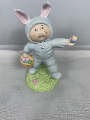 Cabbage Patch Kid Ceramic Blue Bunny Xavier Roberts OAA 1985 Our Easter Bunny