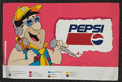 1994 Pepsi Flintstones Promo Ad Color Proof Store Display  Spanish Rare 10 x 16