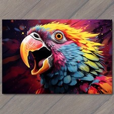 FLATCARD Parrot Bird Smile Happy Retro Pop Art Splash Colors Fun Cute Vibrant