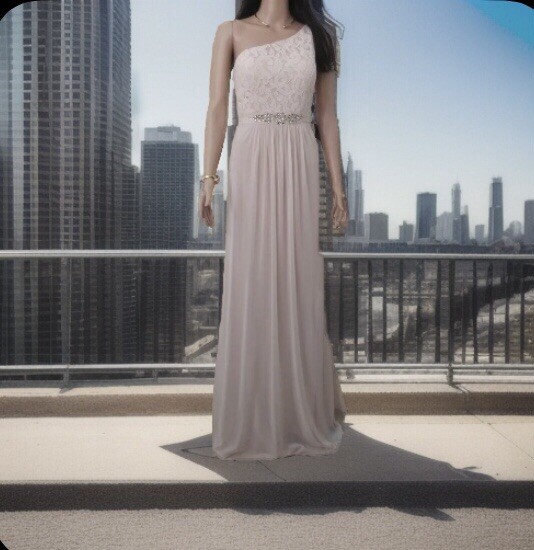 Adrianna Papell Size 6 Blush Lace Embellished Waist One-Shoulder Maxi Gown  NWT | eBay