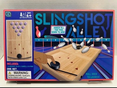 GAMES HUB SLINGSHOT ALLEY TABLE TOP GAME PULL BACK TO LAUNCH & KNOCK PINS DOWN