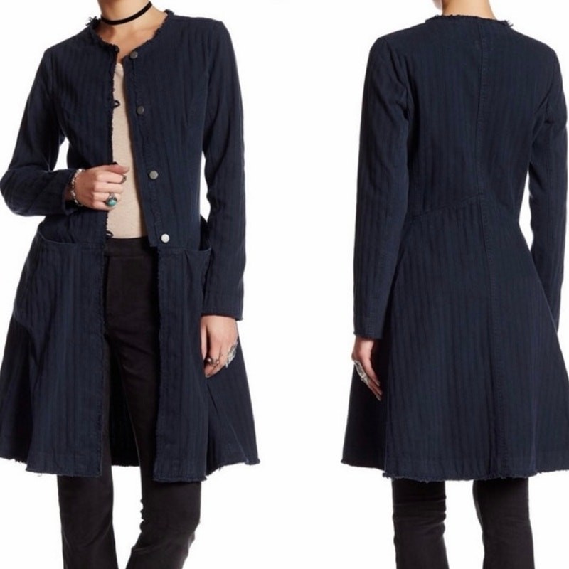 Free People Duster Fit & Flare Jacket In Indigo Blue
