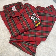 Disney Store Mickey Mouse Pajama Set Mens Size Extra Large Plaid Flannel Santa