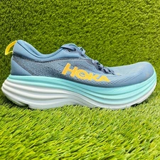 Hoka One One Bondi 8 Mens Size 11EE Blue Yellow Athletic Running Shoes Sneakers