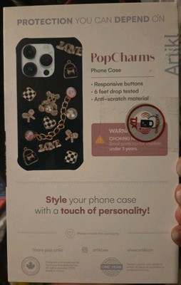 Coque IPhone 16 Pro Max Artikl Avec 15 Charms Or - Noire - Protection Anti-choc - Neuf