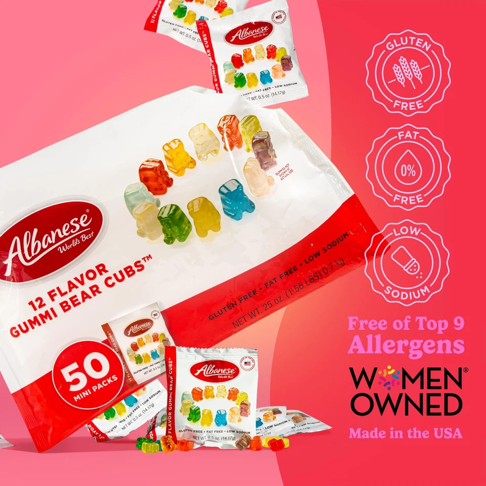 Albanese World's Best 12 Flavor Gummi Bear Cubs | Pacotes de doces para lanches de 50 a 0,5 oz - Imagem 4 de 4