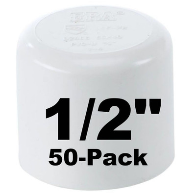 50-Pk 1/2 in. Schedule 40 PVC Cap/End Plug NSF Pipe Fitting (Socket) SCH40 ASTM