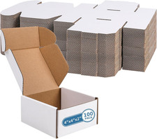 4" x 4" x 2" White Corrugated Cardboard Shipping Boxes - Set of 100