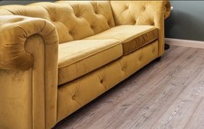 Mustard Plush Velvet 2 Seater Sofa Bed Great Condition