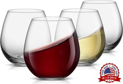 Copas de vino sin tallo para vino tinto o blanco (juego de 4) - 444 ml(15 onzas)