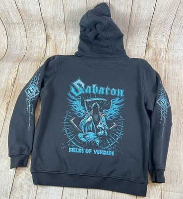 Mens Sabaton Fields Of Verdun Hoodie Black Full Zip Jacket  Metal Band Size 3XL
