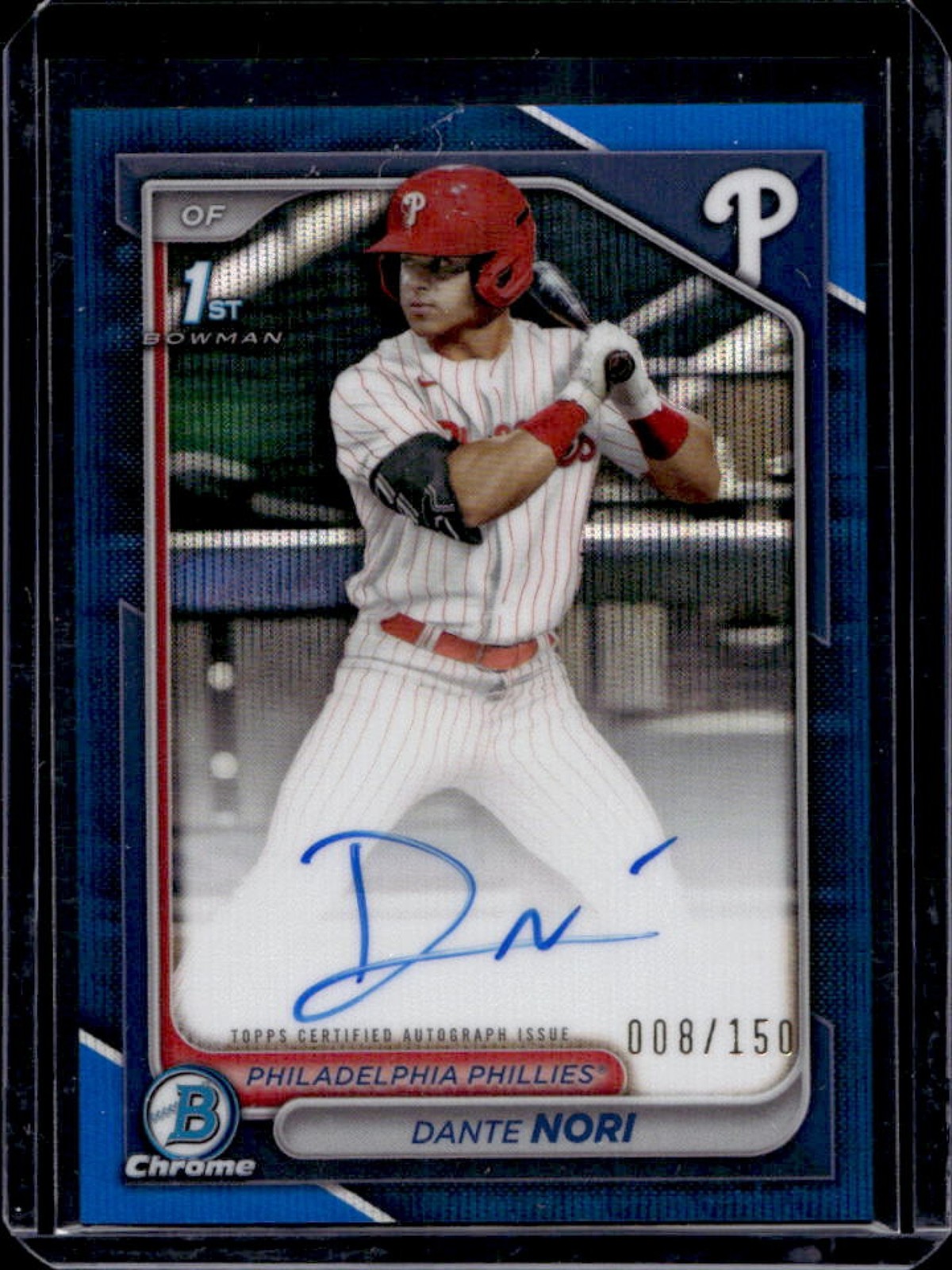2024 Bowman Draft Dante Nori Chrome Auto Blue Wave Refractor 1st #8/150